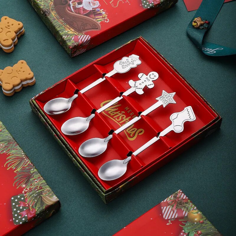 4PCS Stainless Steel Christmas Spoons.