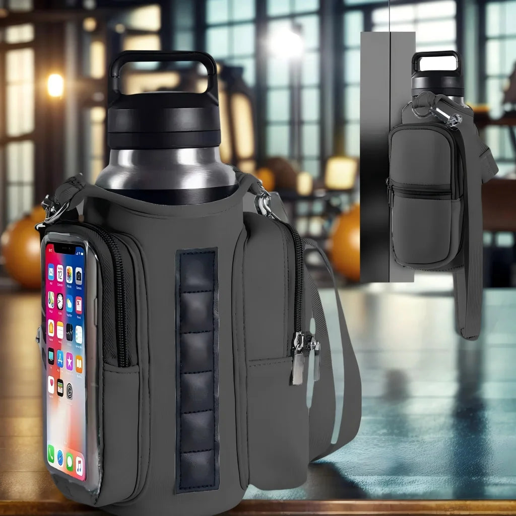Women Or Men's Magnetic Fitness Water Bottle Bag With Adjustable Shoulder Straps