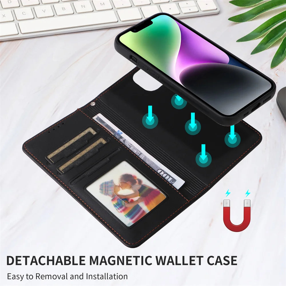 BETOPNICE 2 in 1 Detachable Magnetic Leather Case for iPhone 15 Pro Max 12 13 Mini 14 Plus
