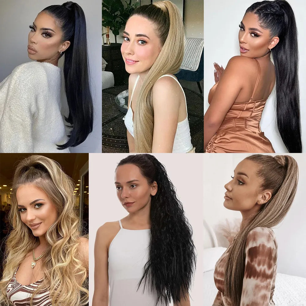 Synthetic 24 Inch Heat Resistant, Clip On Ponytail Hair Extensions.