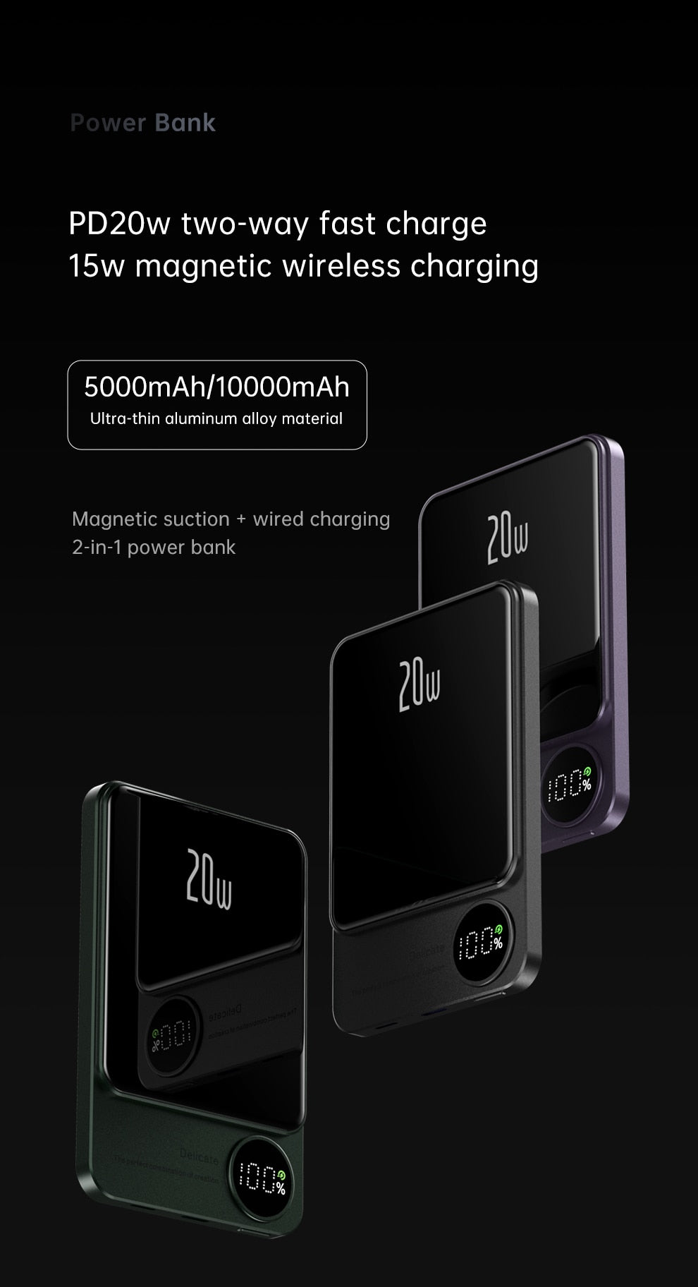 Wireless Power Bank Magnetic 10000mAh,Type C Fast Charger For iPhone 14 13 12 Xiaomi Samsung Magnetic safe Series