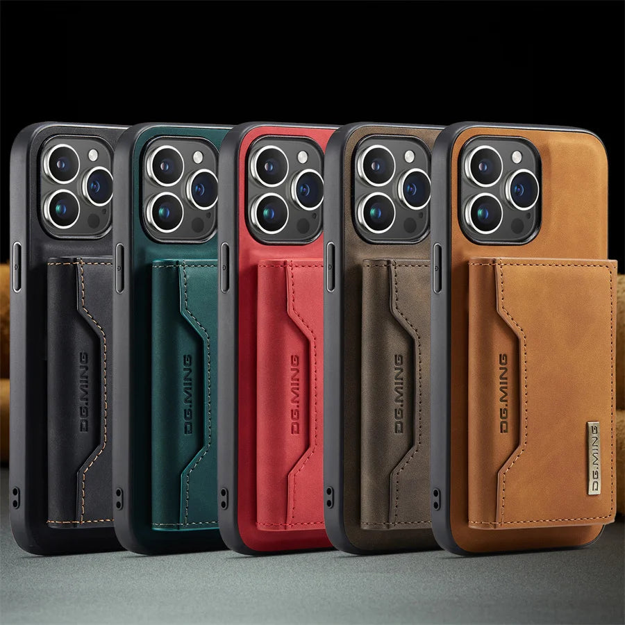 Magnetic Leather Wallet Case for iPhone 15 14 Plus 11 12 13 16 Pro