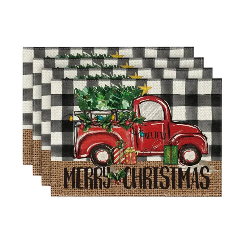 4PCS 30*45CM Linen Christmas Table Placemats