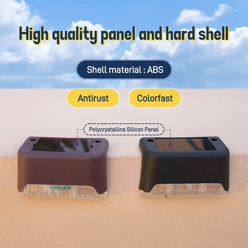 Solar Outdoor waterproof garden LED lights. Light up your patio, path, deck fence and stairs.