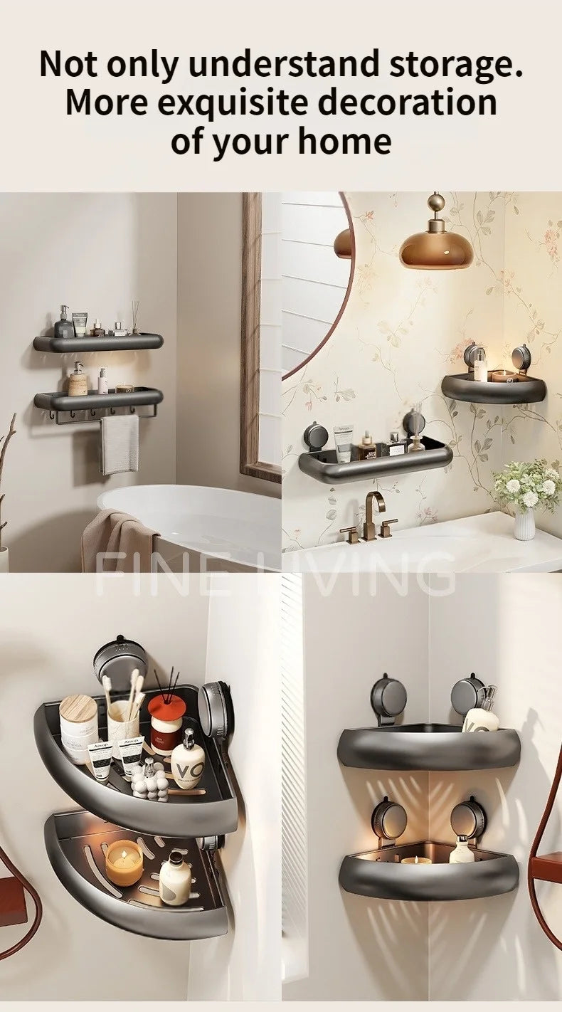 Wall-Mounted Triangle Suction Cup Bathroom Organizer