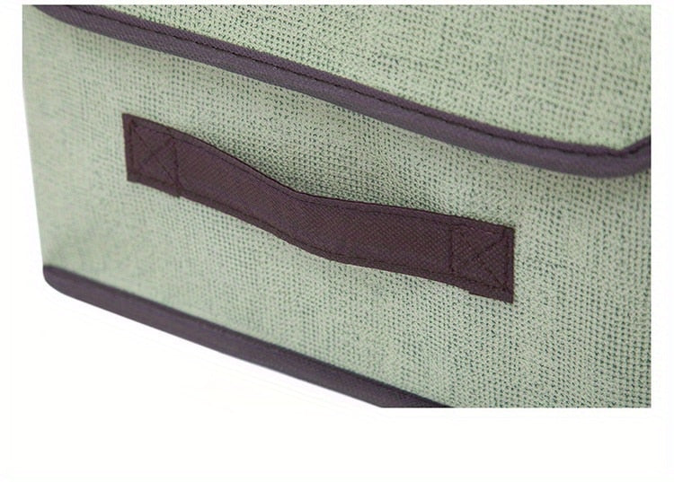 1pc Linen Fabric Storage Box With Lid.