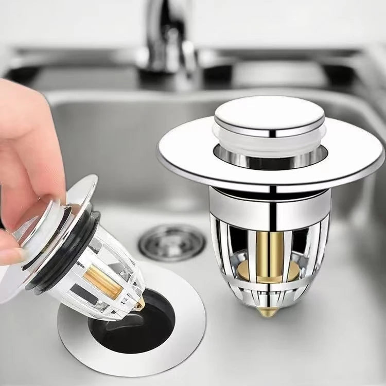 Universal Pop-up Chrome Drain Plug Sink Filter with Hair Catcher