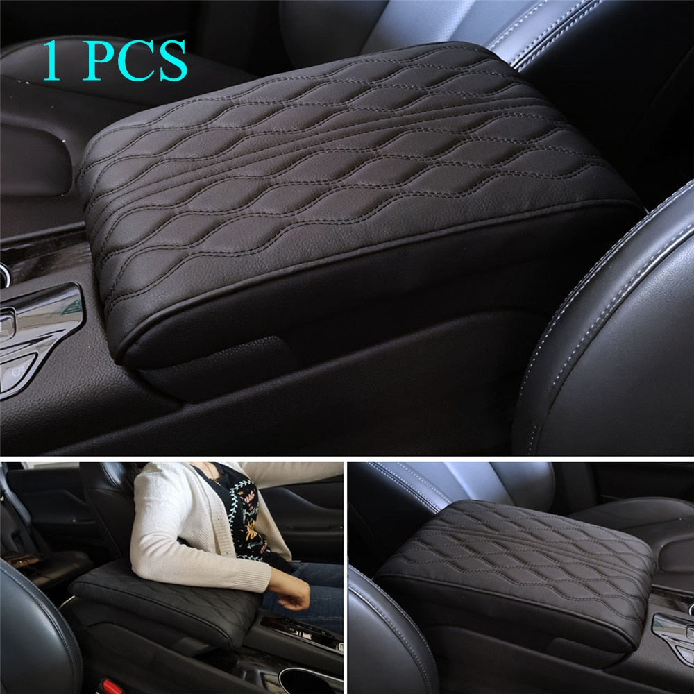 Leather Console Arm Rest Protection Cushion With Wave Embroidery For Your Car.