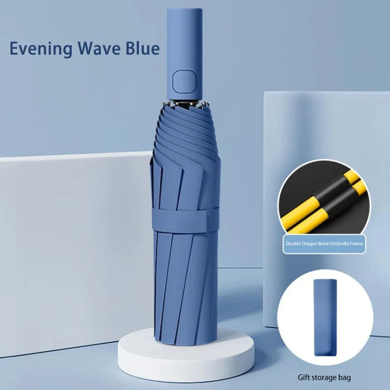 24 Bone Automatic Open Close Folding Umbrella With SPF 50 UV Sun Protection
