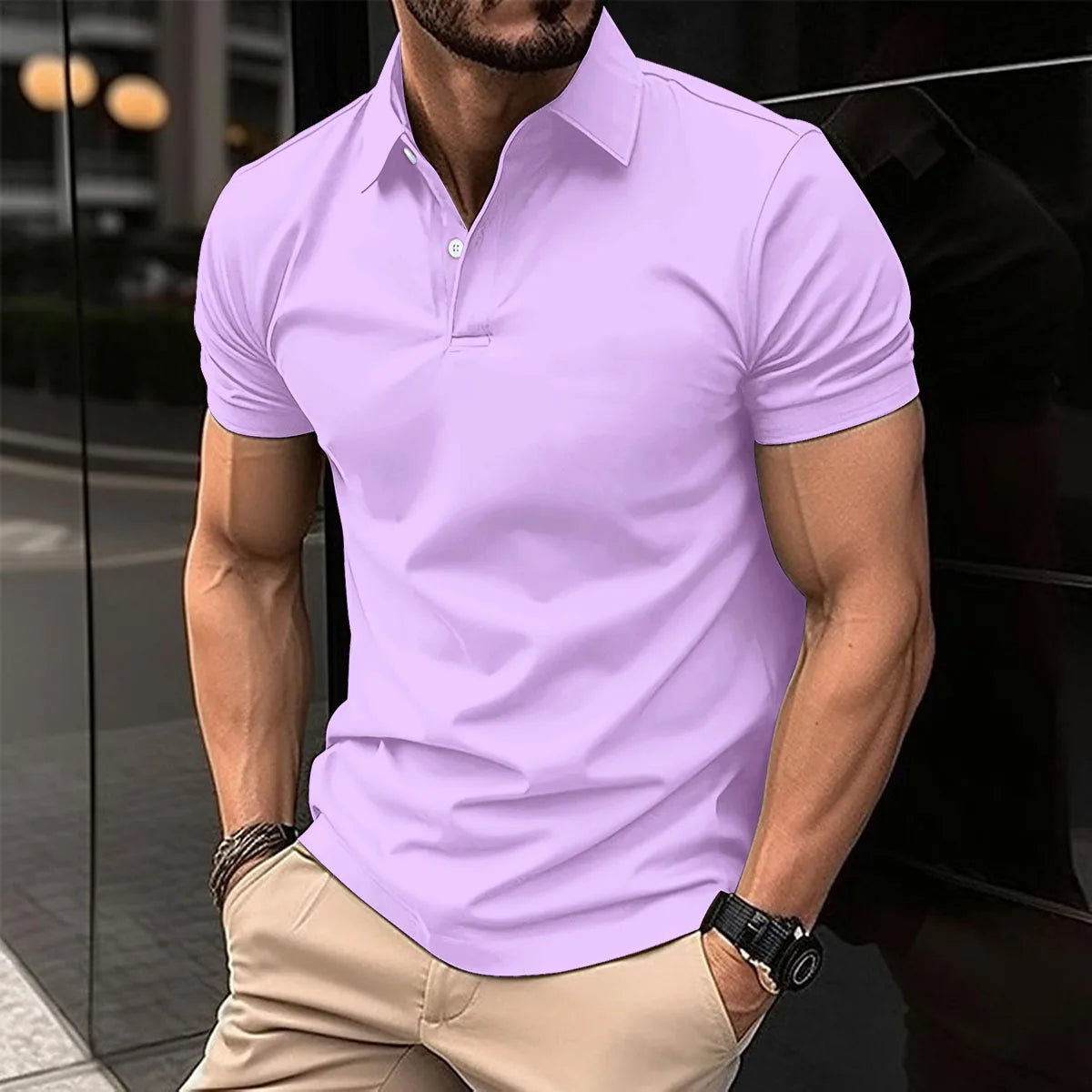Men's Solid Color Polo T-Shirts For Business or Golf