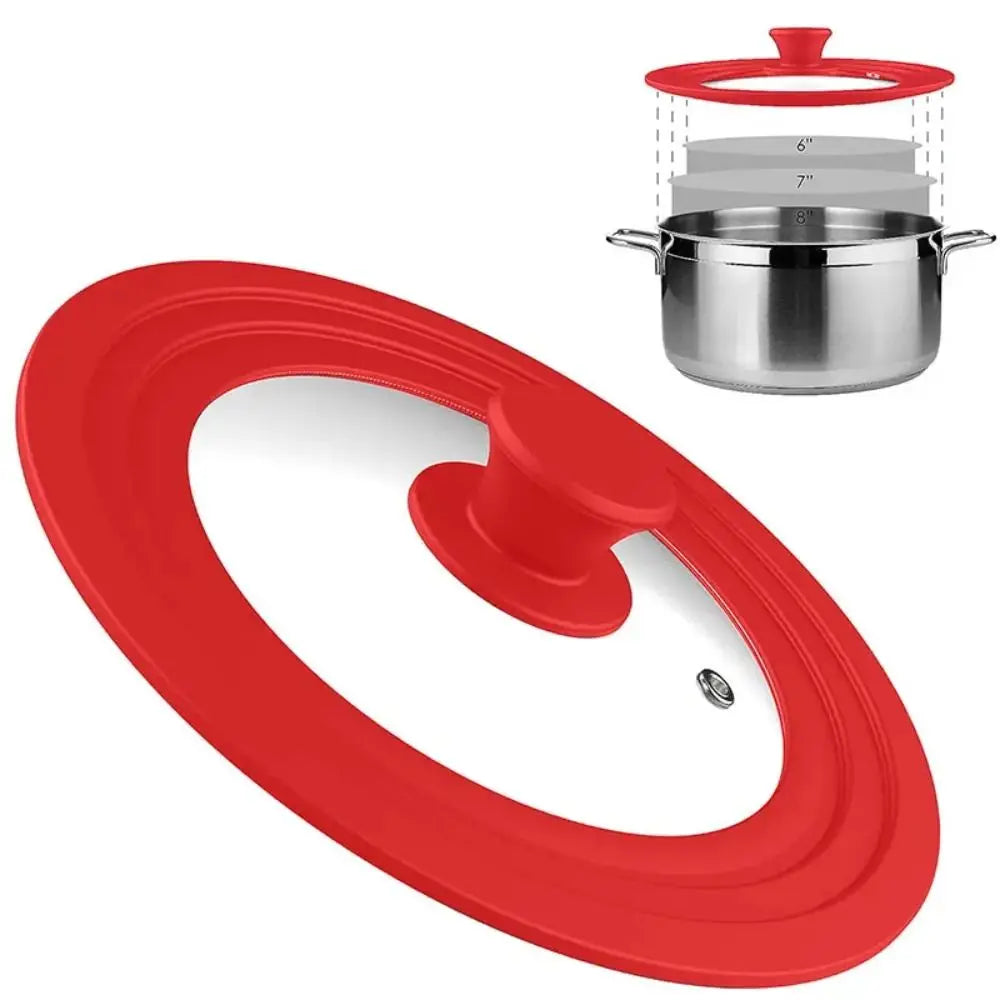 Universal Round Tempered Glass Lid With Silicone Rim