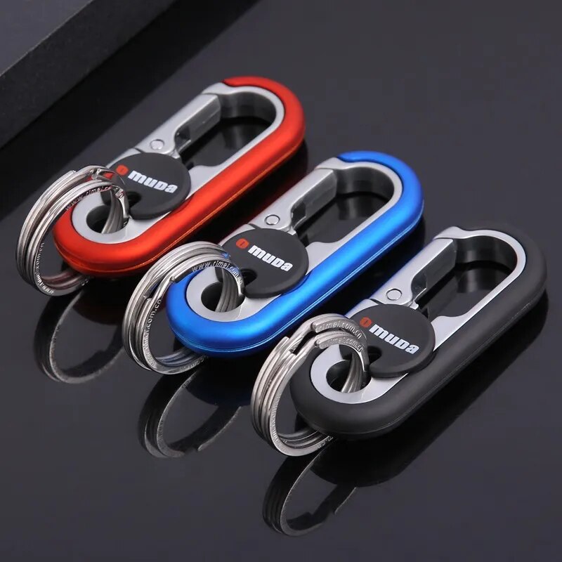 Stainless Steel, Double Ring Carabiner Keychain Buckle Clip.