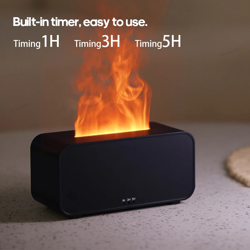 LED Simulation Flame Aroma Diffuser Mini Air Humidifier Machine With Timer