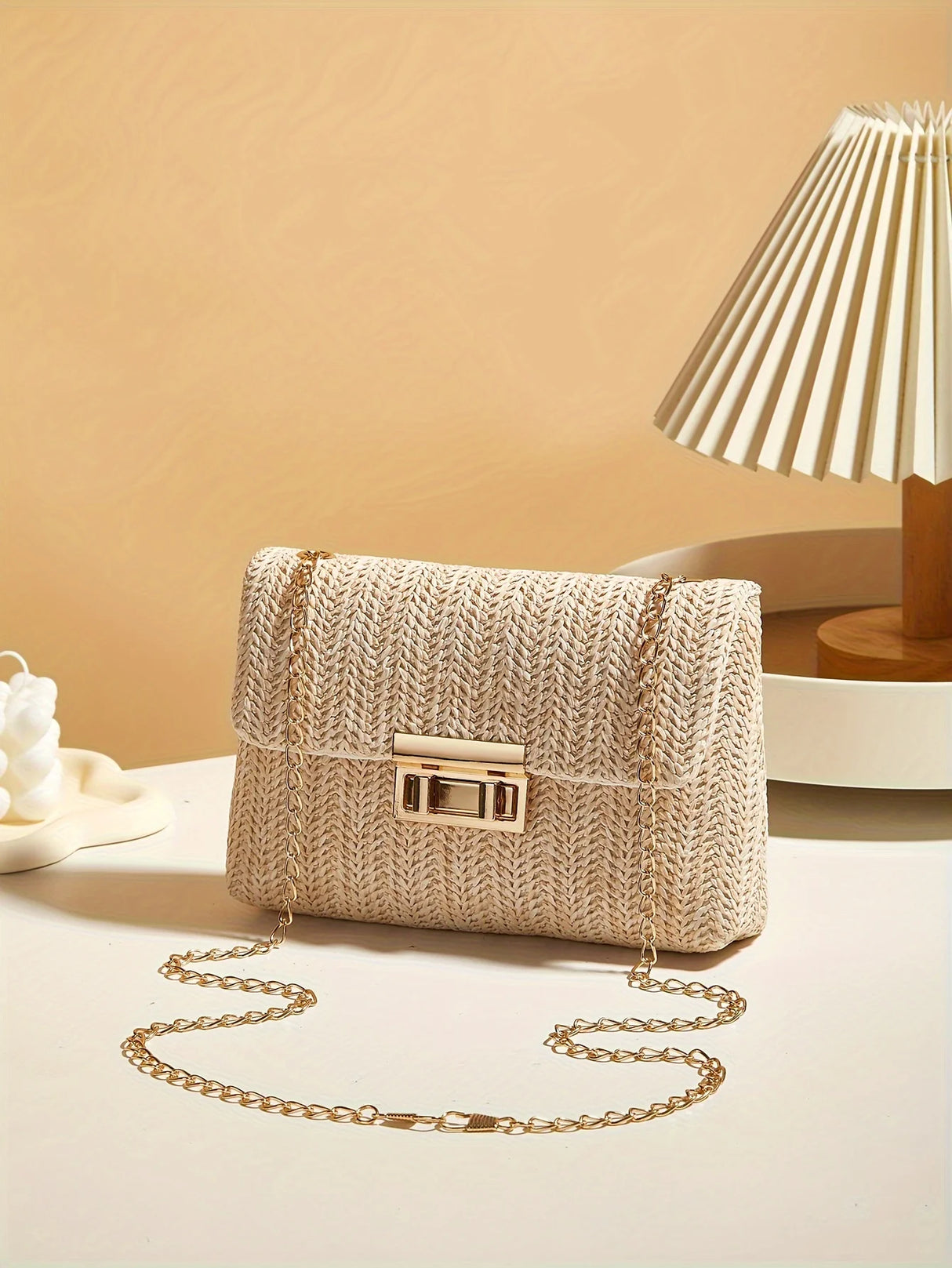 Women's Handwoven Crossbody Shoulder Bag With Lock Closure