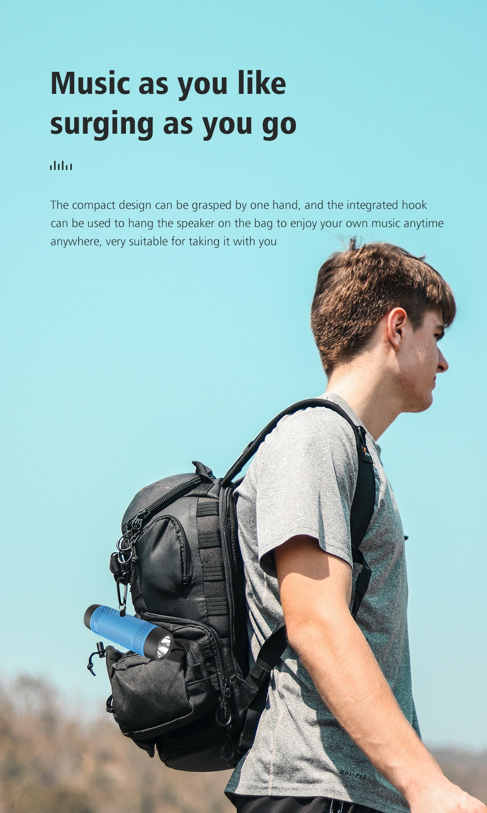 Zealot S1 Waterproof, Wireless Bluetooth Speaker With Bike Mount and Flashlight.