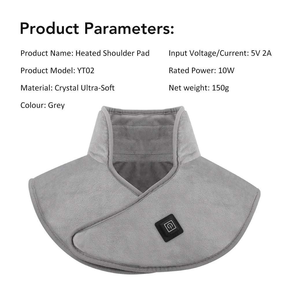 USB Heated Shoulder And Neck Padded Shawl With 3 Heat Settings