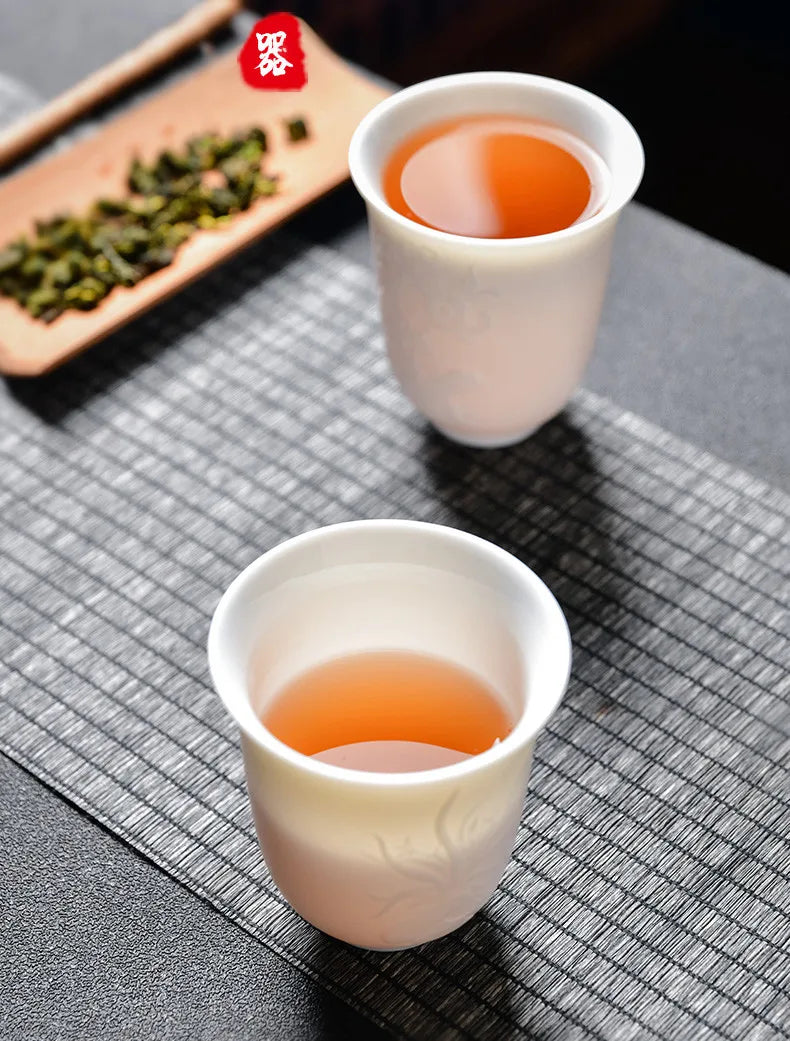 Chinese Three-dimensional White Porcelain Tea Cup