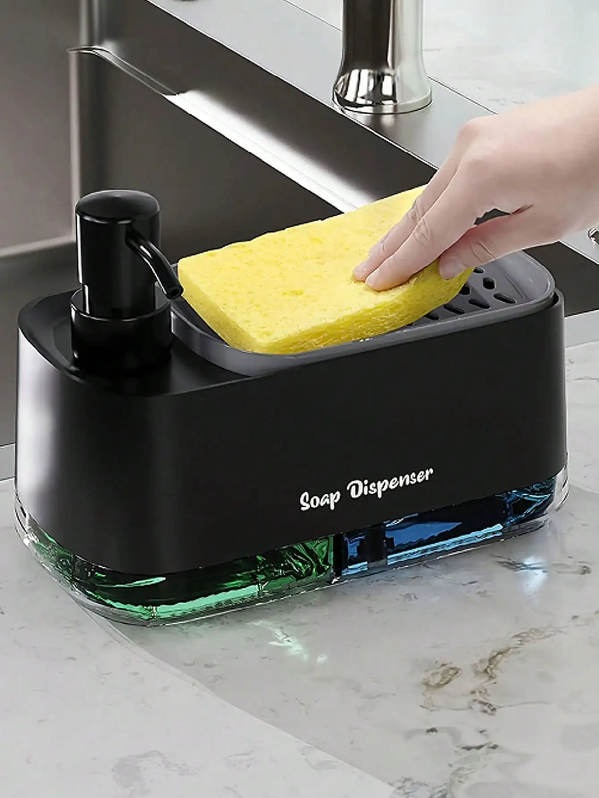 Dish Soap Dispenser with Sponge For Kitchen's