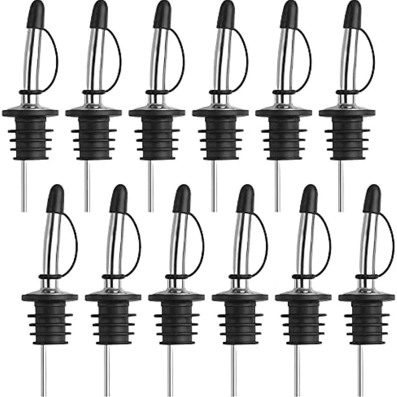 Stainless Steel Pour Spouts with Rubber Caps For Wine Or Oil Bottles
