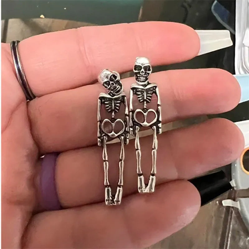 Halloween Skull, Skeleton,Ghost And Spider Web Dangle Earrings