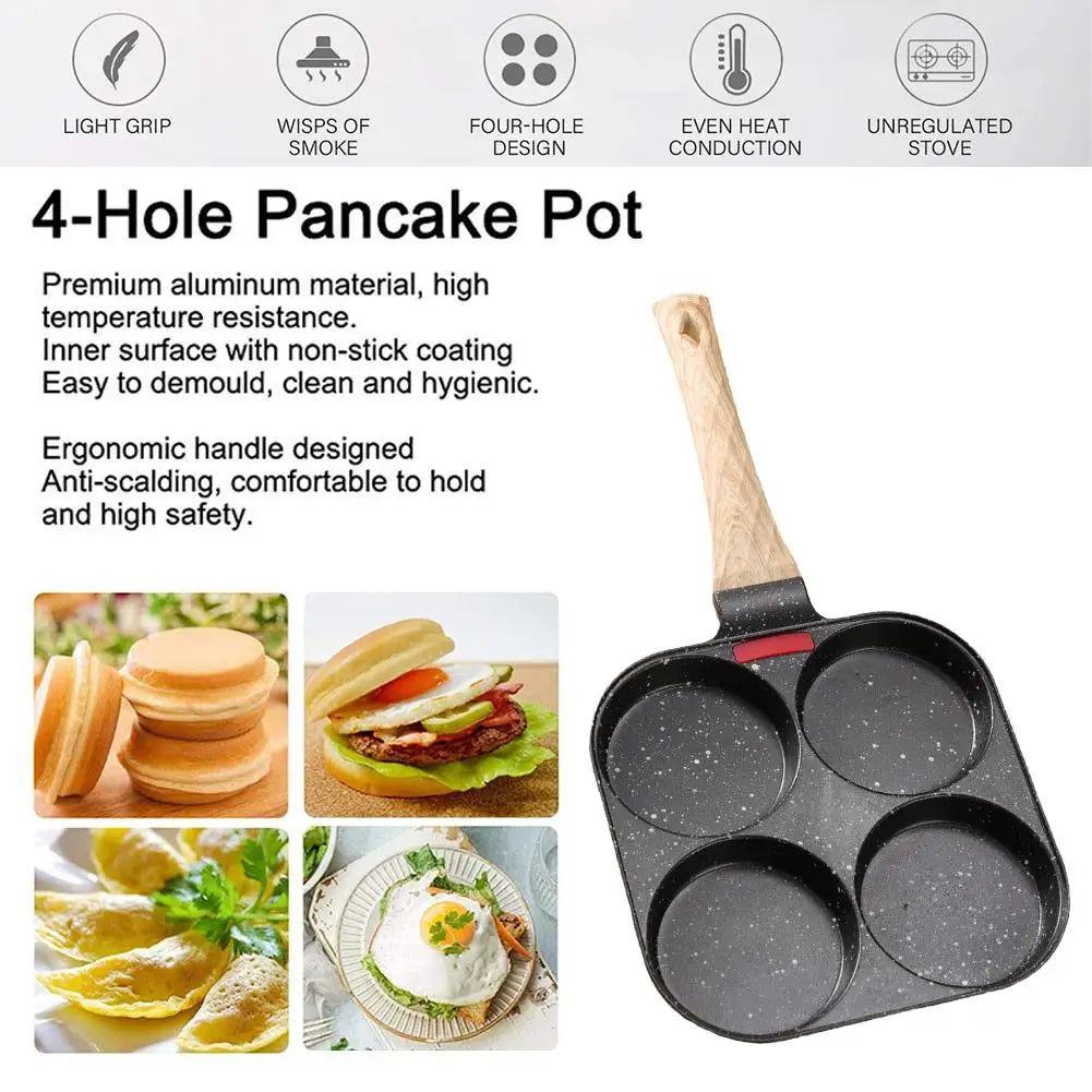 1pc Four-hole Aluminum Non-Stick Omelette/Egg Pan