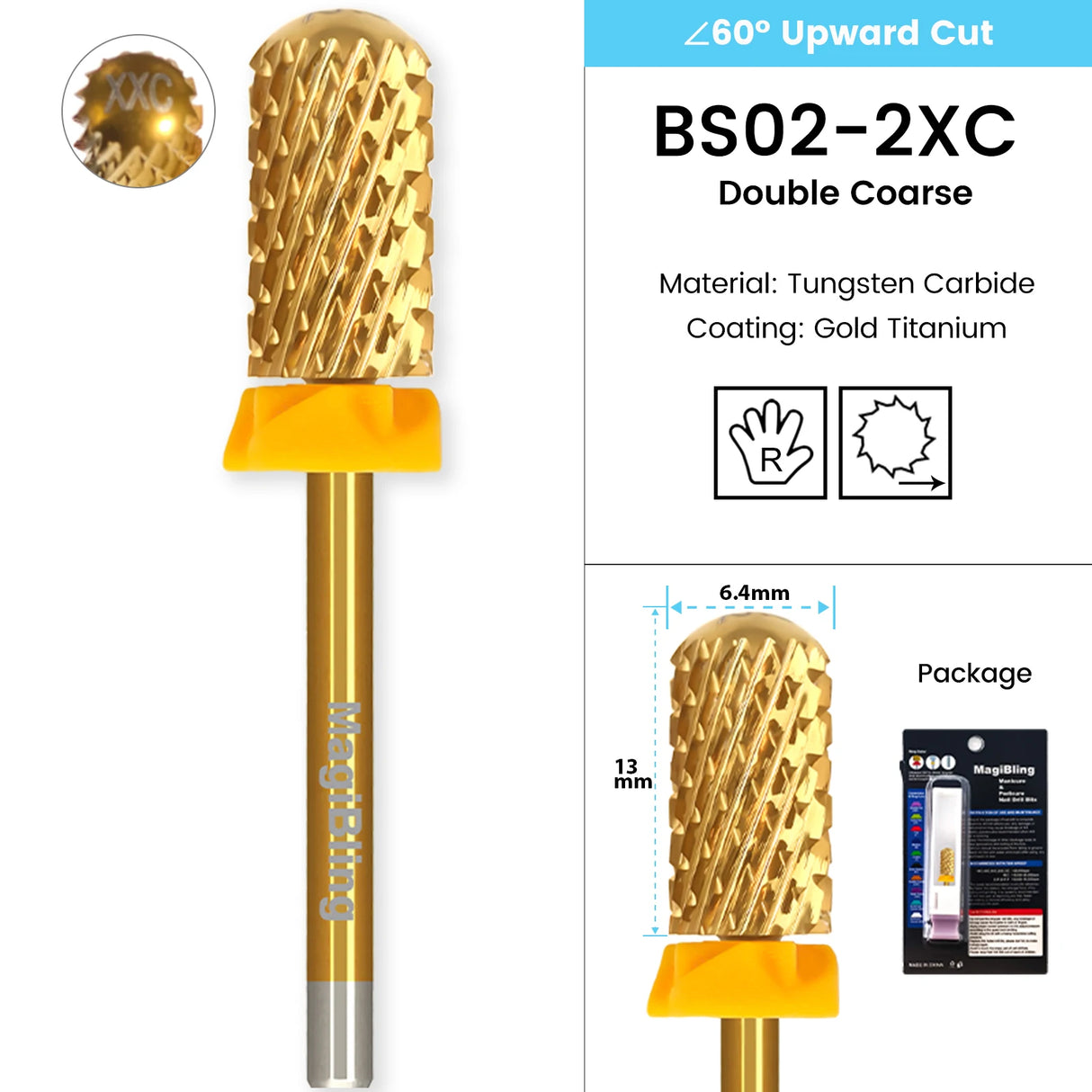 3/32" MagiBling Professional Manicure Nail Drill Bits for Hard Acrylic Gel