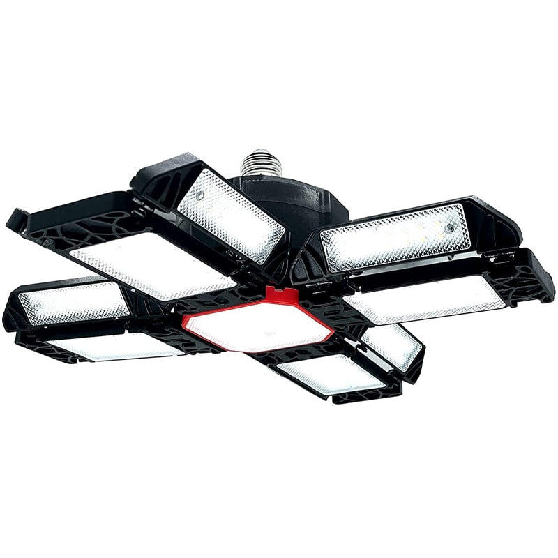 Led Garage Adjustable Ceiling Light With 12 Adjustable Panels. Great for Garage, Workshop and Warehouse.