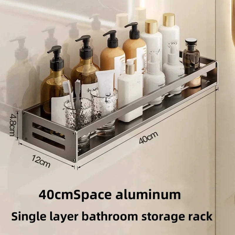 Aluminum Bathroom/Kitchen Shelf For Accessories With Towel Bar