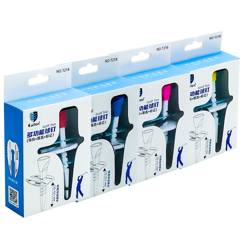 1pc Plastic Adjustable Golf Tee. Comes in Red, Orange, Blue and Green.