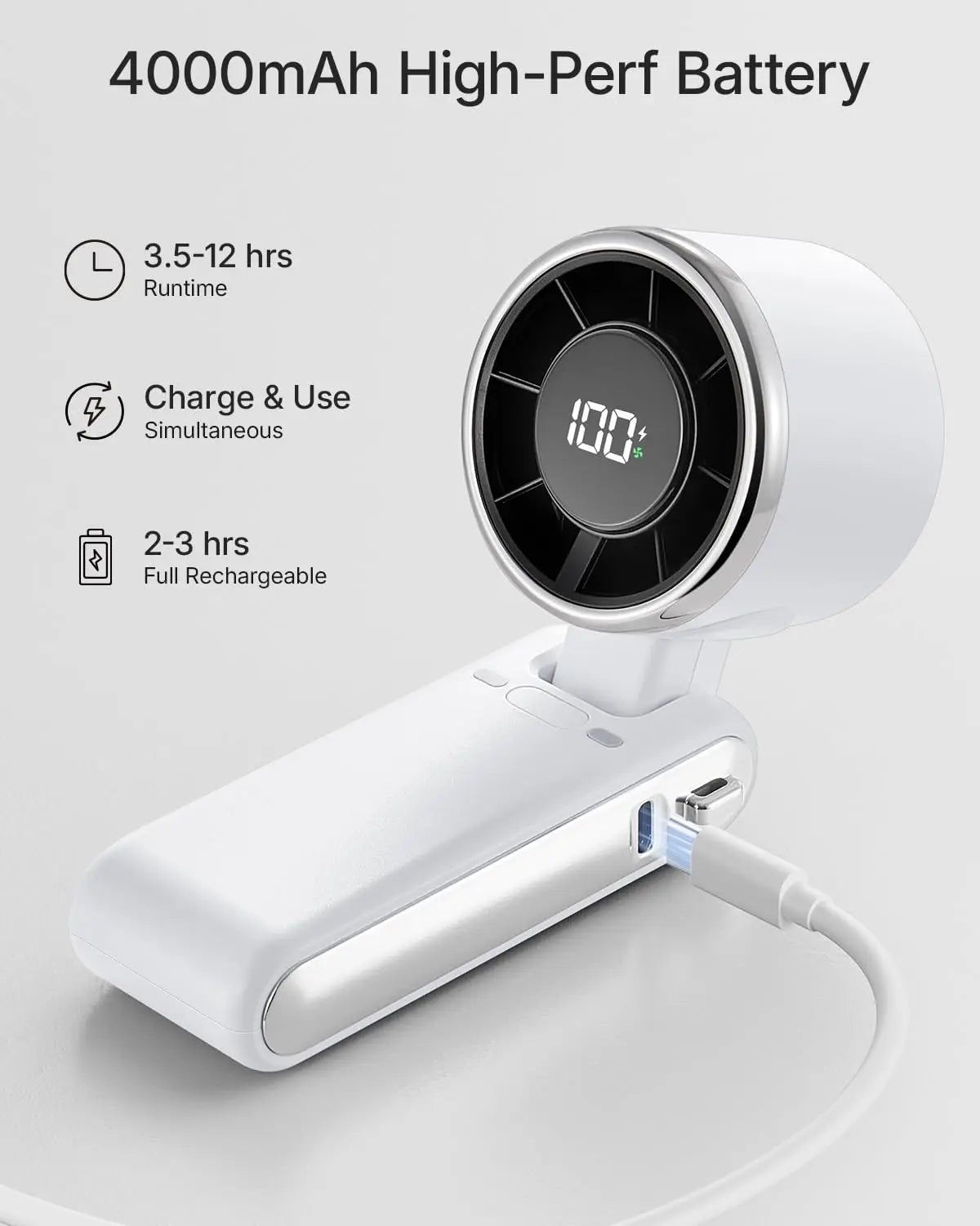 USB Charging Mini Handheld High-speed Digital Display Fan