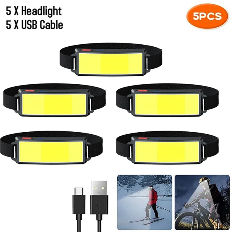 Powerful Headlamp With COB LED Built-in Type-C Rechargeable Battery