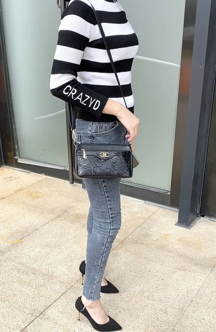 Embossed Women's Leather Shoulder Bags.