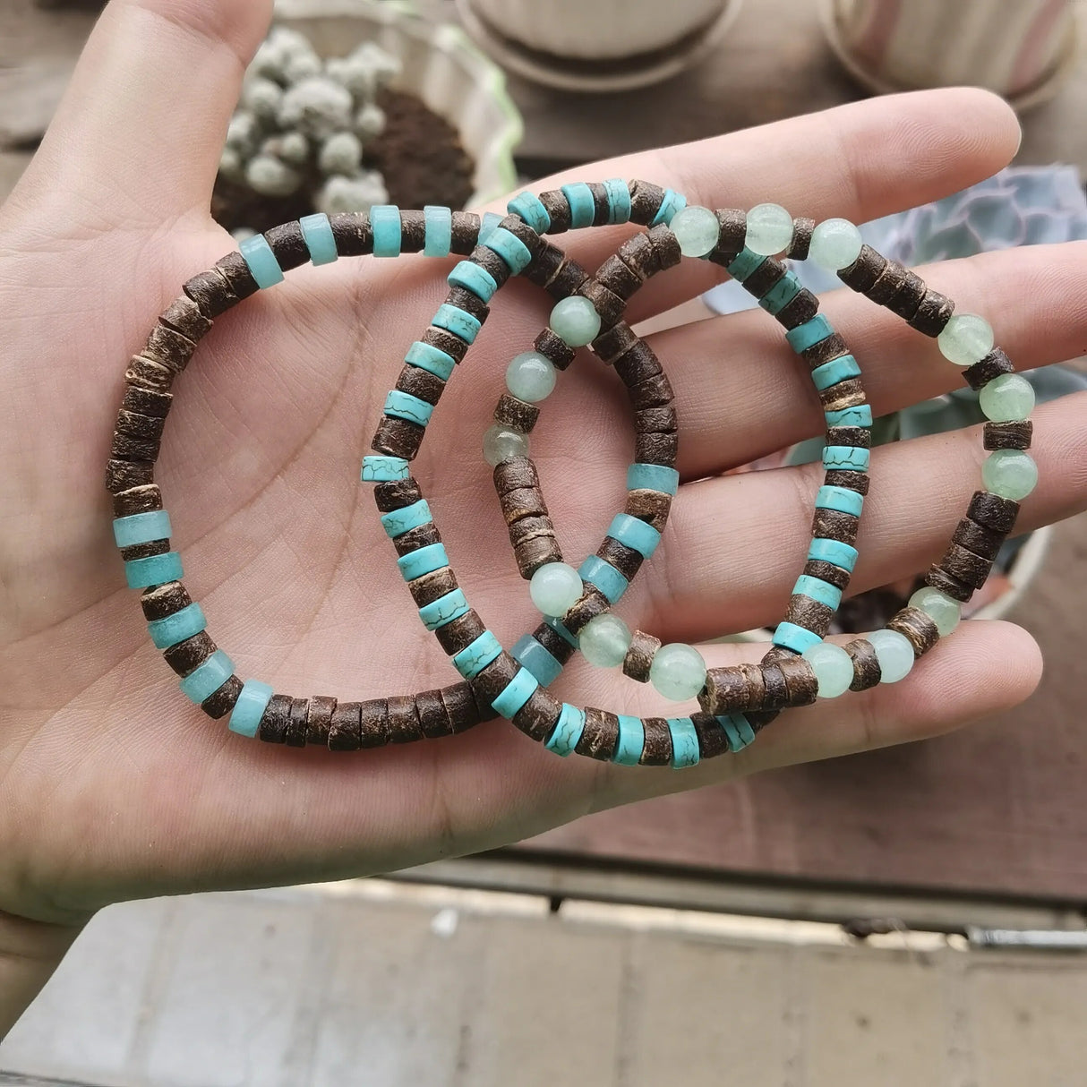 Men's Beaded Stretch Boho Bracelets.
