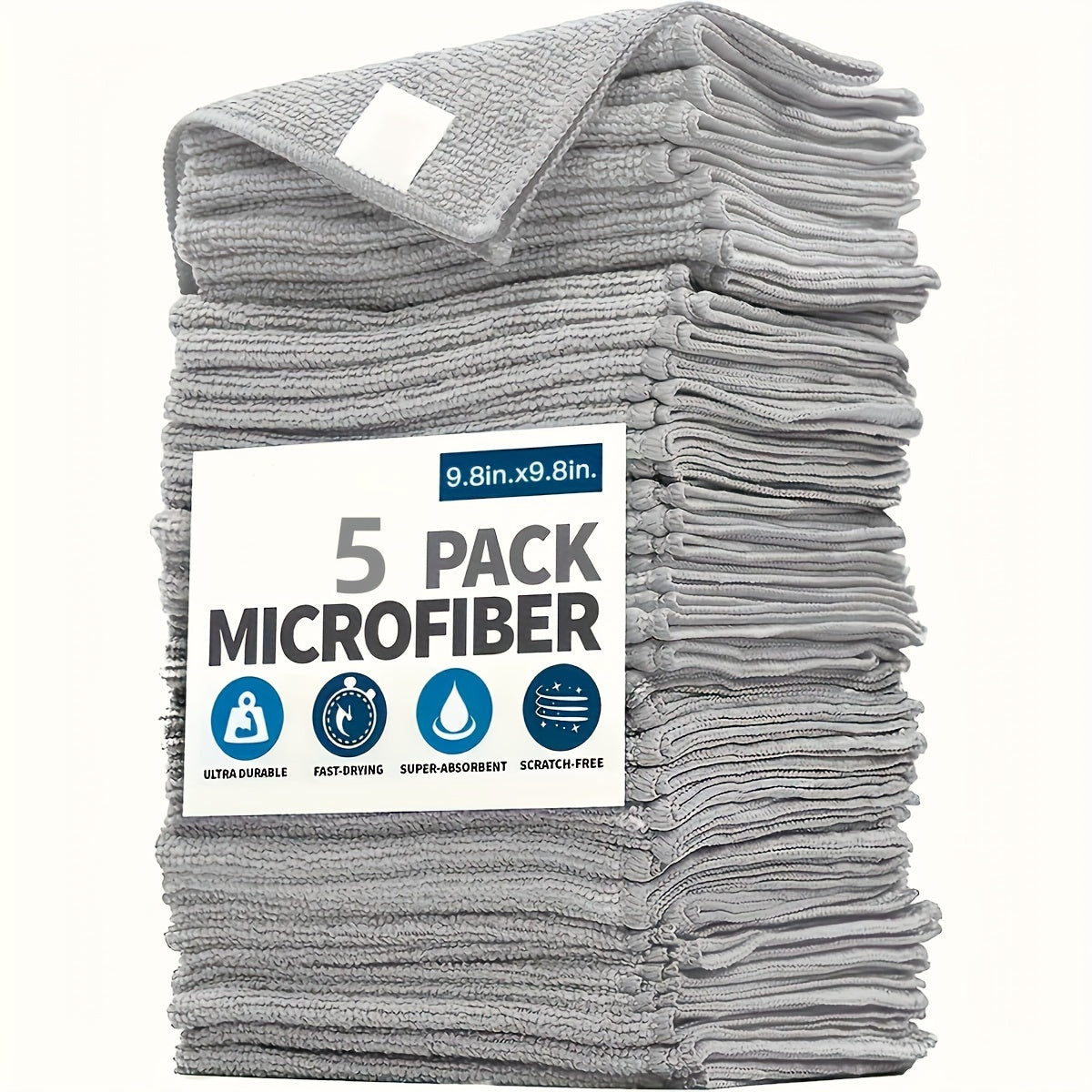 5/10/20/50/100pcs Gray Ultra-fine Absorbent Fiber Cleaning Cloth