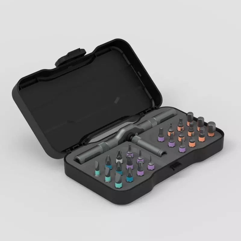 24 in 1 Multi-purpose Ratchet Wrench Screwdriver S2 Magnetic Bits Tools Set