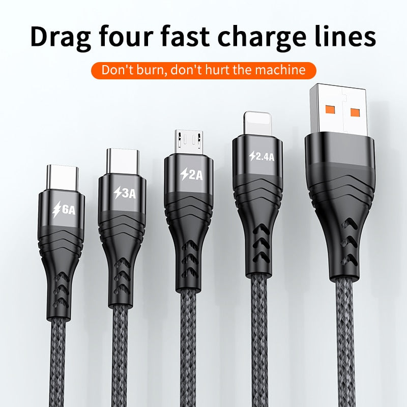 4 in 1 USB Cable C Charging Cable Micro USB Charge Cable