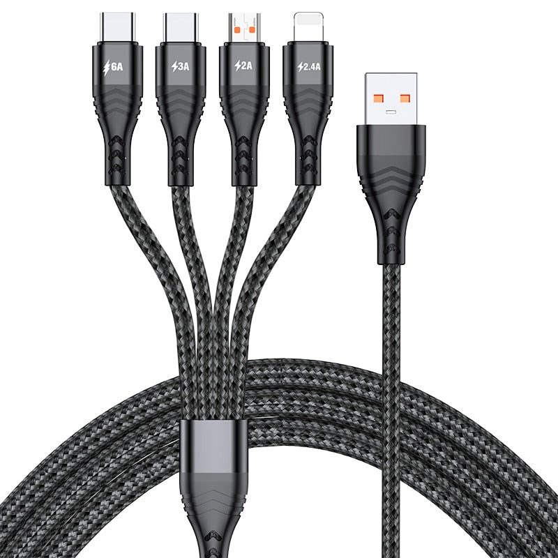4 in 1 USB Cable C Charging Cable Micro USB Charge Cable