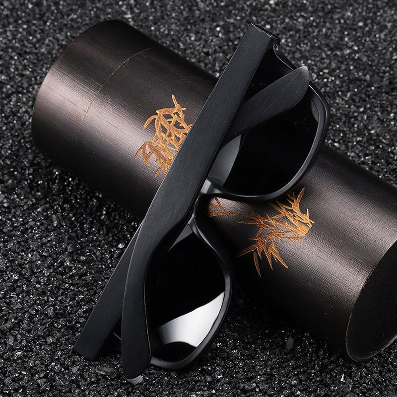 GM Polarized Sunglasses 100% Natural Wooden Sunglasses Frame Bamboo Black UV400