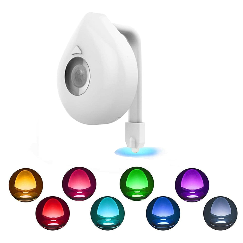 Decorative waterproof toilet light.  Motion sensor, battery operated.