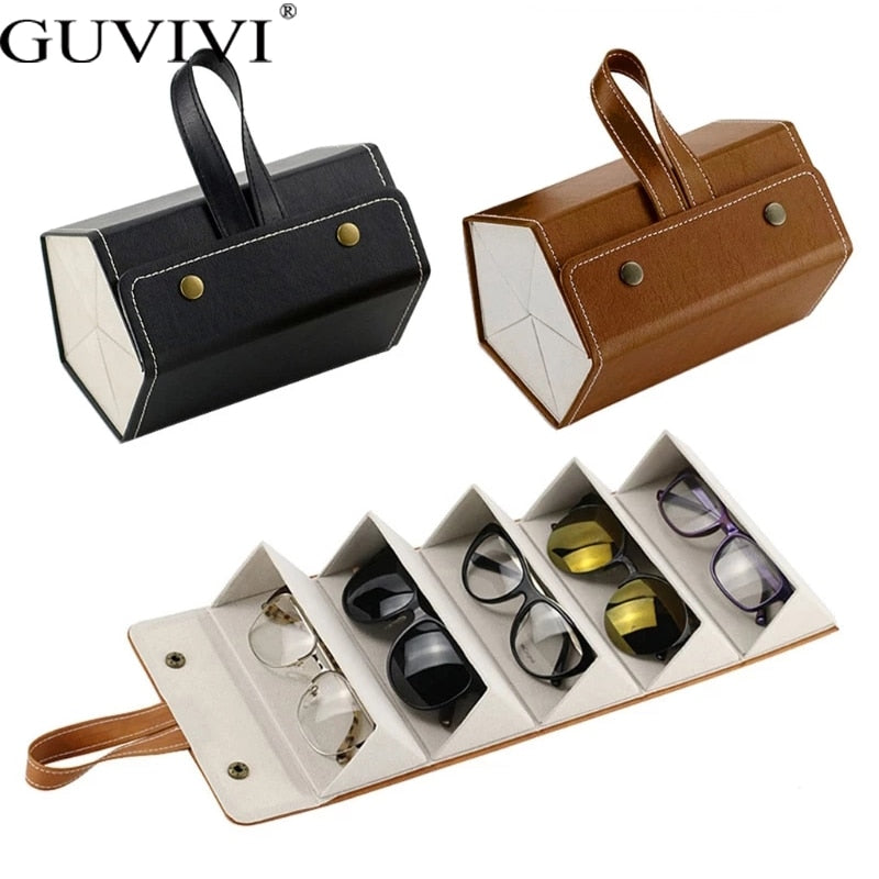 Foldable Leather Multi Eyeglass/Sunglass Organizer Case.