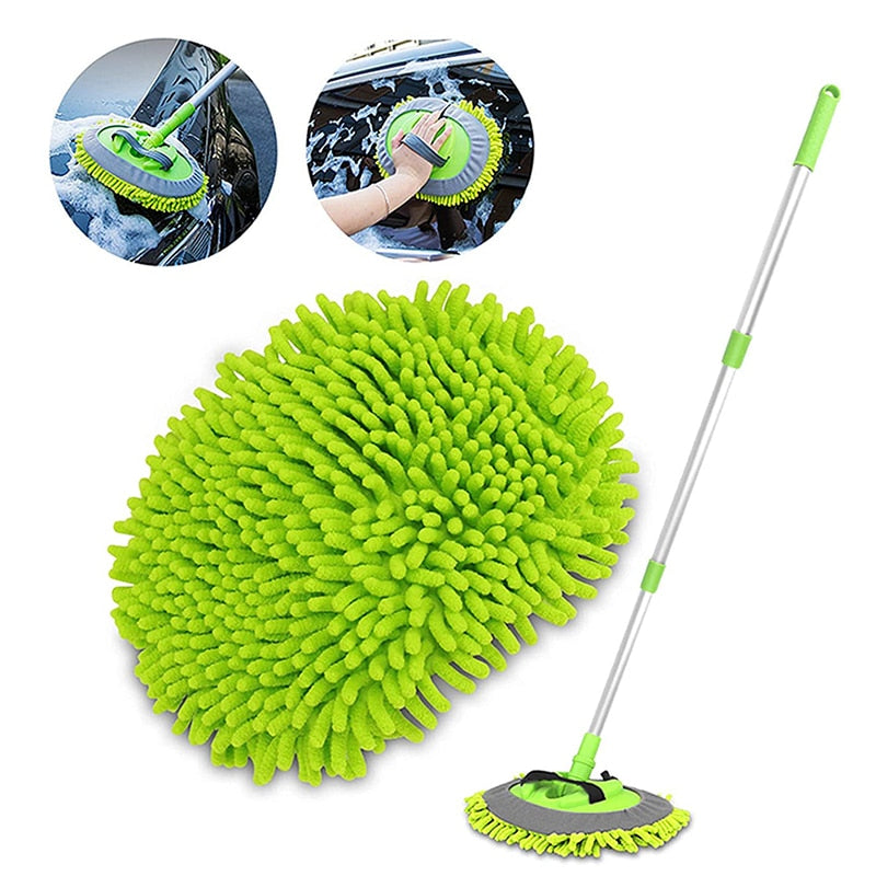 2 in 1 Auto/Home Cleaning Chenille Mop With Telescoping Long Handle