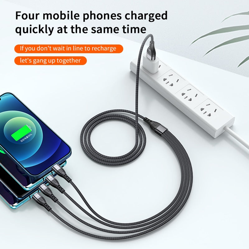 4 in 1 USB Cable C Charging Cable Micro USB Charge Cable