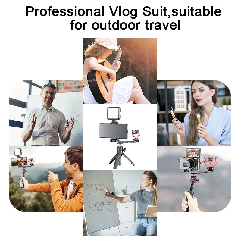 Ulanzi MT-08 DSLR SLR Phone Vlog tripod KIT Cold Shoe Phone Mount Holder for Microphone LED Light Mini Tripod for iPhone 13 Sony