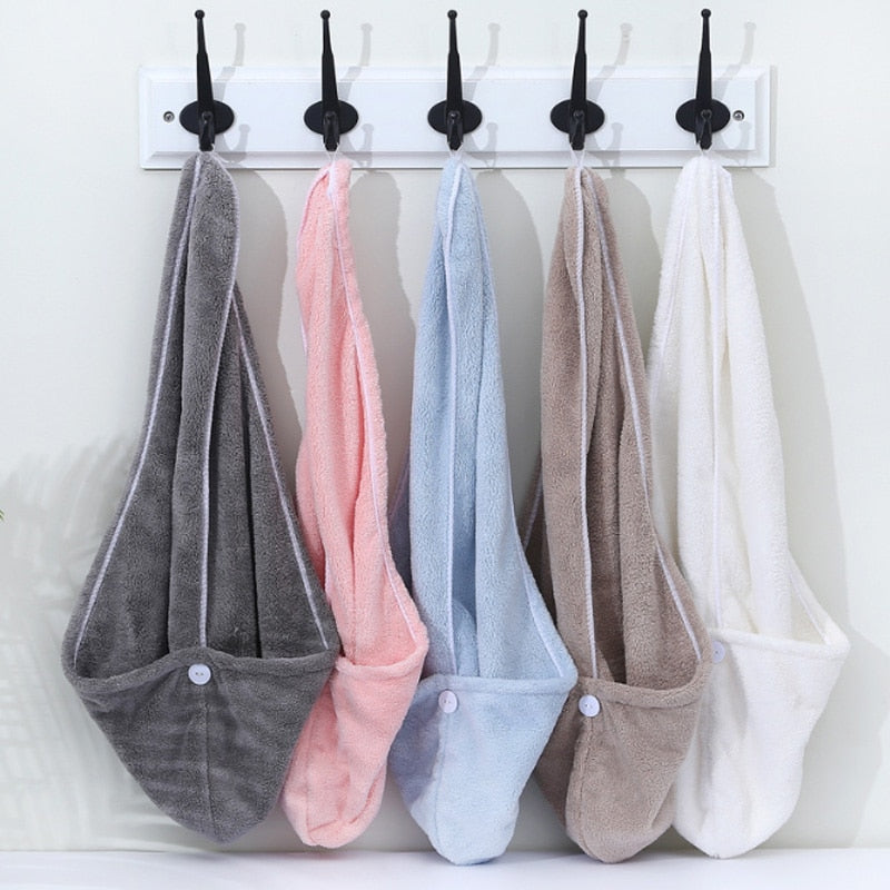 Absorbent quick -drying hair towel.