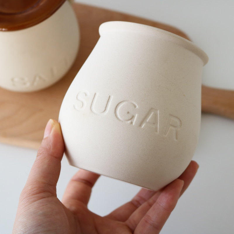 Ceramic jars for Spices, Salt, Sugar.