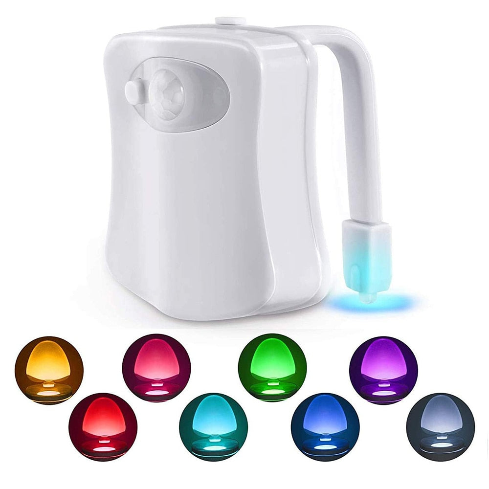 Decorative waterproof toilet light.  Motion sensor, battery operated.