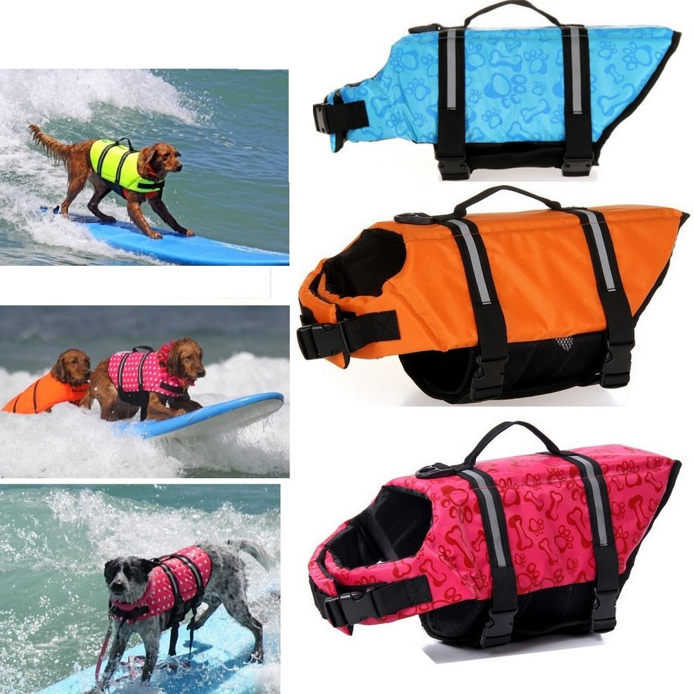 Pet water safety vest with summer prints.