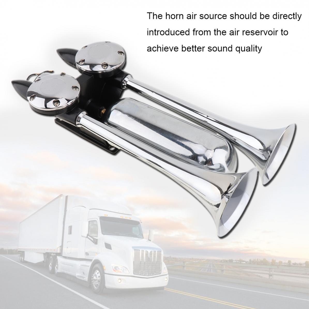 Universal 12~24 V 100~115 db Super Strong Noisy Air Compressor Dual Trumpet Air Horn for Car Truck Boat Train Vehicle