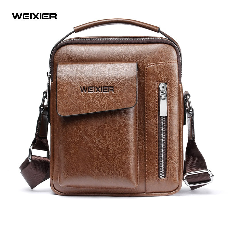WEIXIER Men's Crossbody Multi-function Leather Bag.