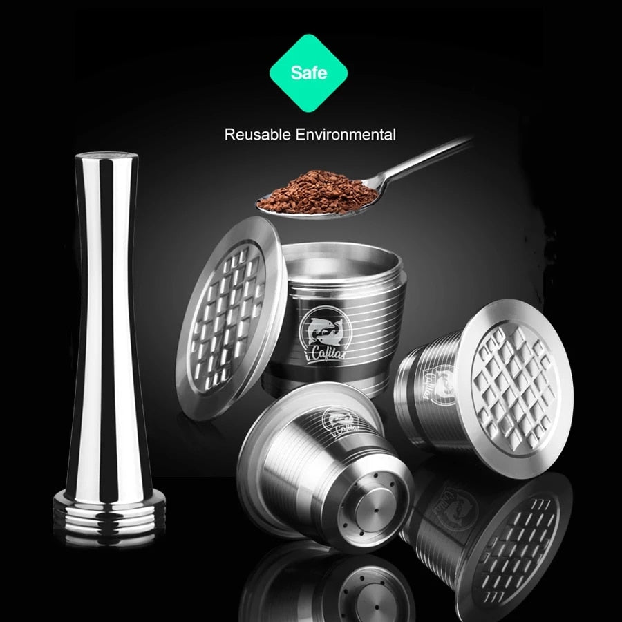 ICafilas Stainless Steel, Reusable Coffee Filter With Tamper for Nespresso Machines.